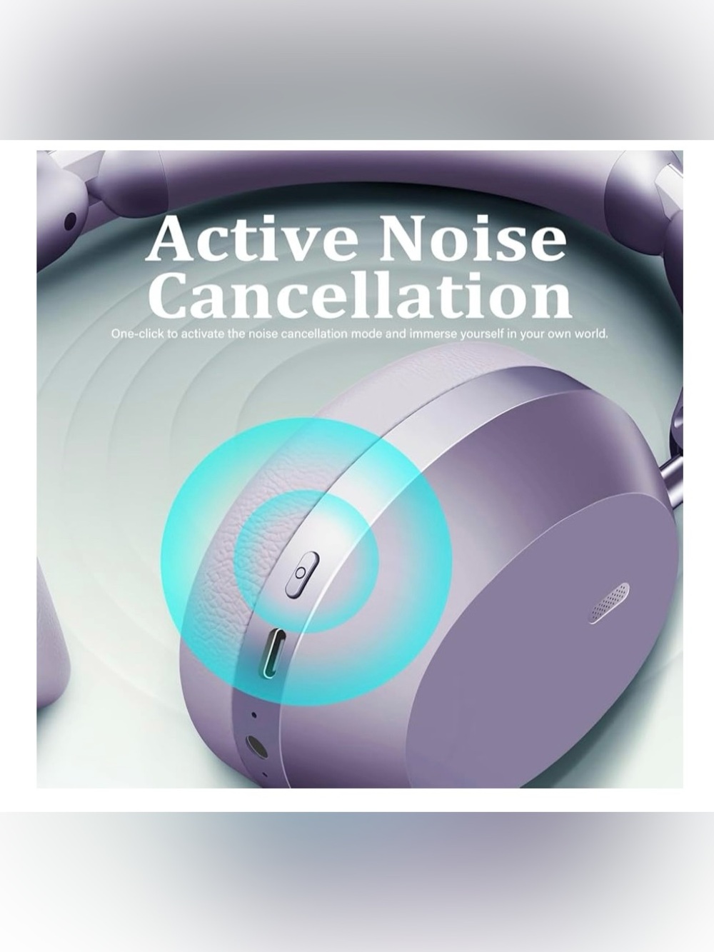 Wentronic Y04 Purple Wireless Bluetooth ANC Over-Ear Headphones - Picture 4 of 9